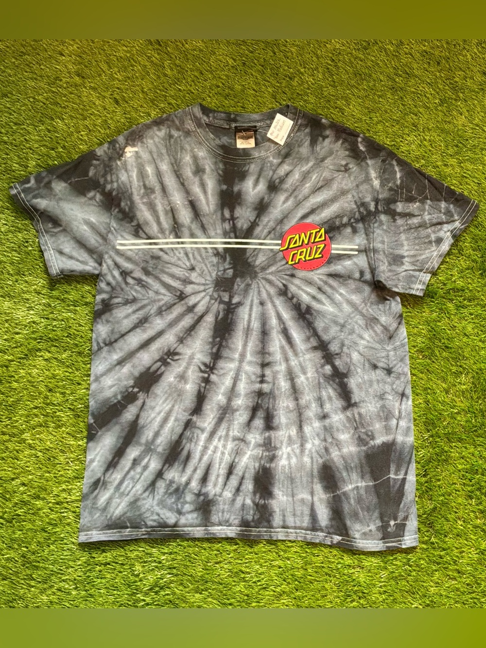 Santa Cruz Black Grey Tie-Dye Logo Graphic T-Shirt Medium